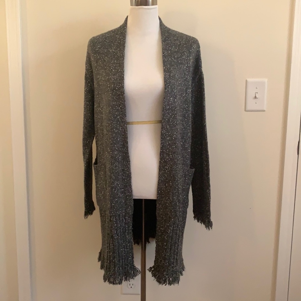 Velvet by Graham & Spencer mixed stitch fringe hem cardigan